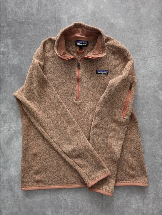 Patagonia Sweaters - Patagonia Better Sweater 1/2 Zip Fleece Pullover Women's Large Brown Pink Trim.